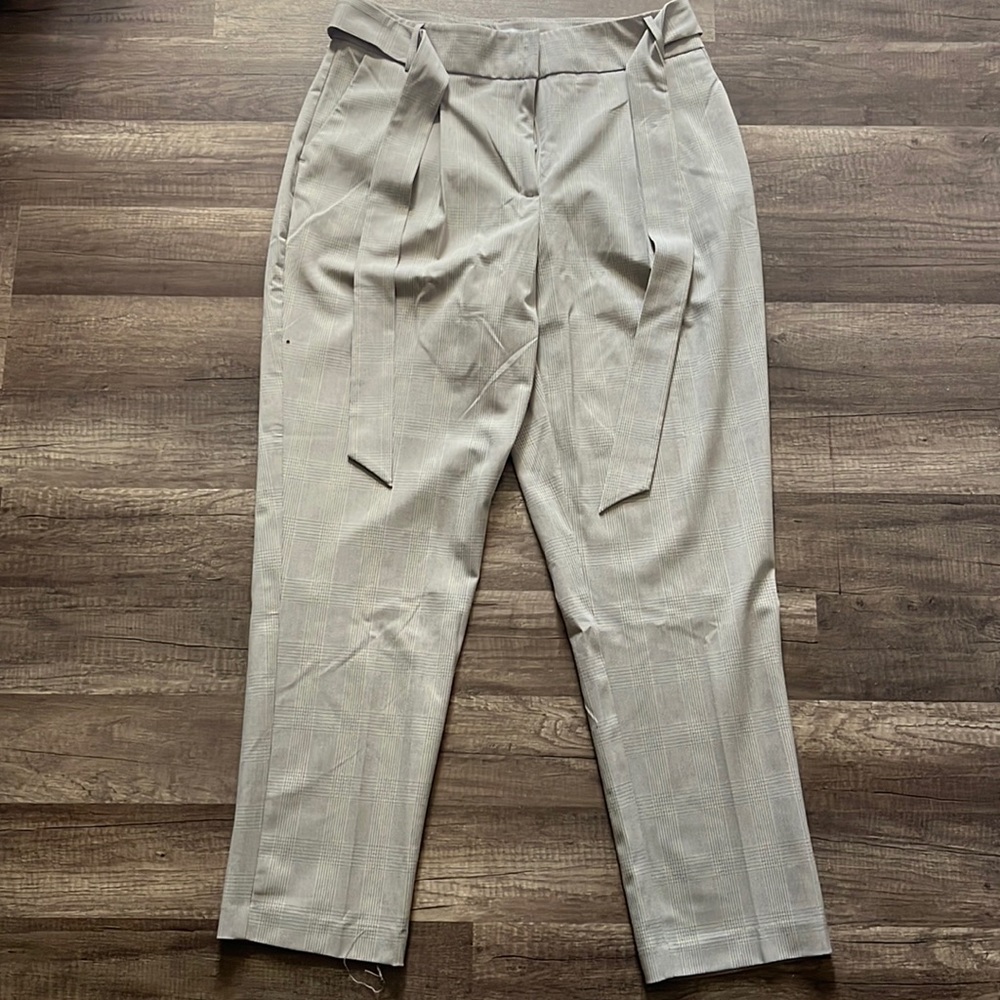 Plaid Patterned Beige Trousers